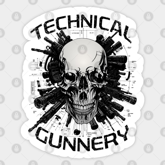 Technical Gunnery Skull Logo Military gift Sticker by 8 Fists of Tees